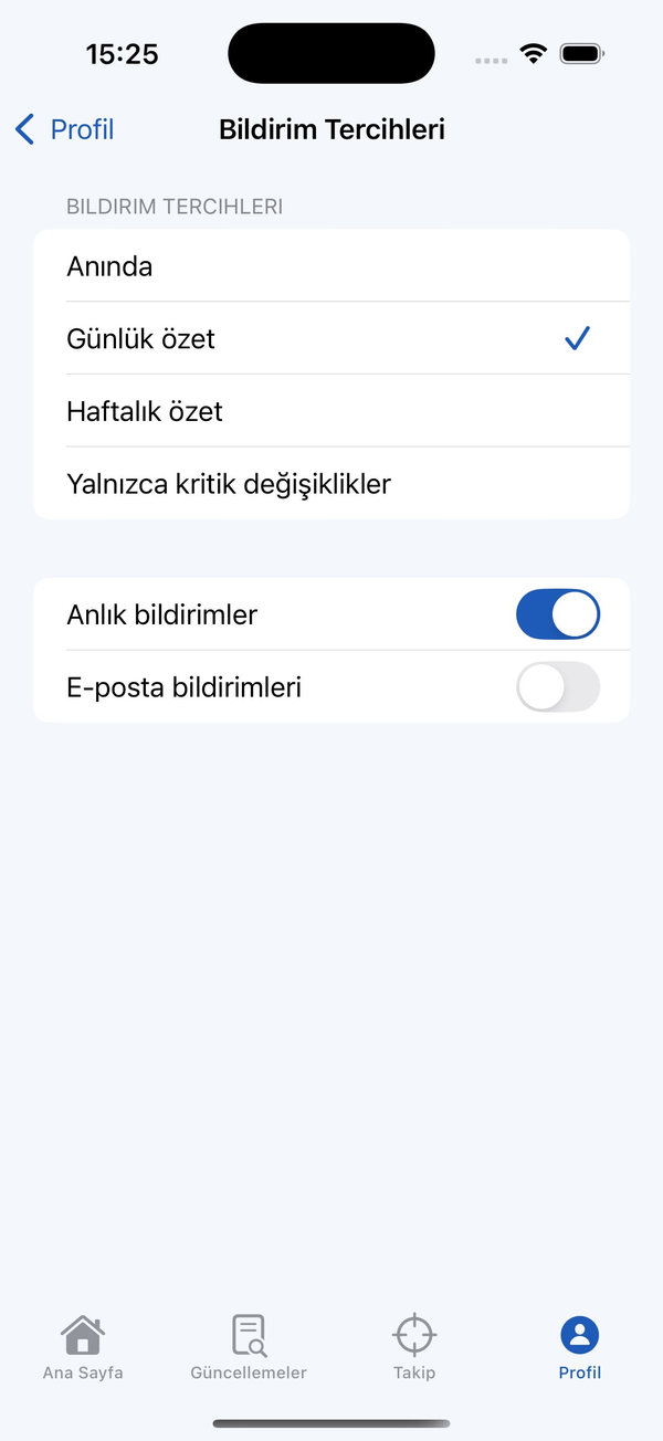 Tracus bildirim tercihleri